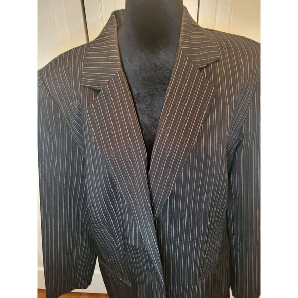 Vintage 90s Black/White Pinstriped Blazer Sag Harbor 14 Business Office Academia - Picture 3 of 8
